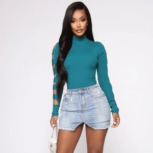 Fashion Nova Teal Turtleneck Sweater